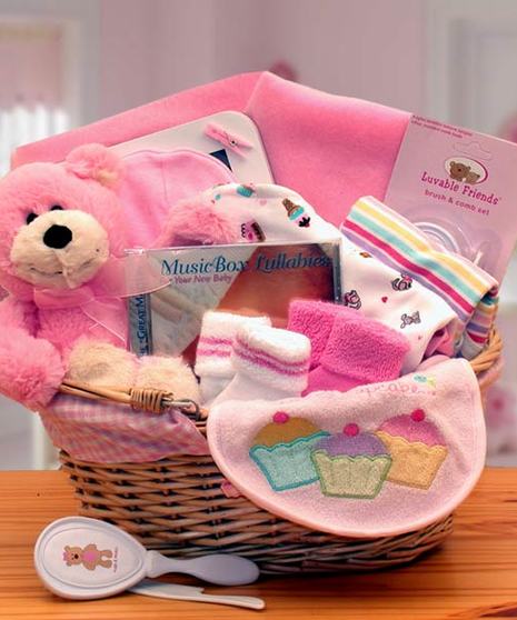 Simply The Baby Basics New Baby Gift Basket -Pink