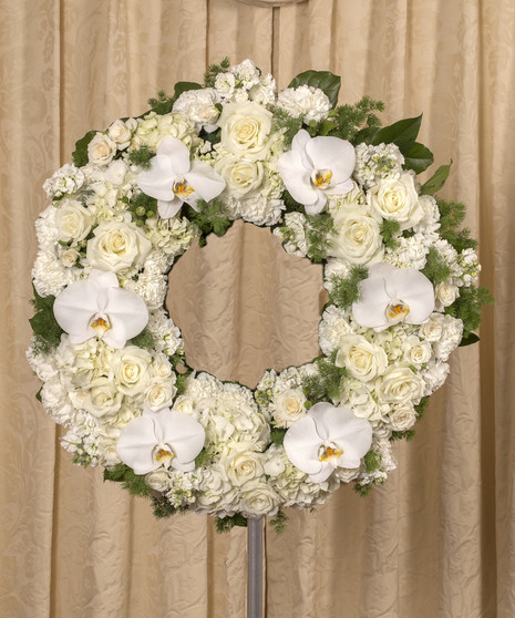 Pure White Sympathy Wreath  Julia's NC Funeral Flowers