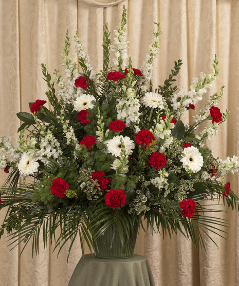 Red and White Funeral Basket