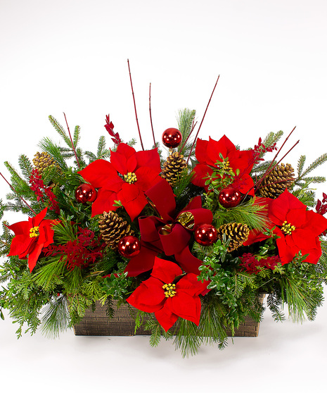 Red Poinsettia Window Box